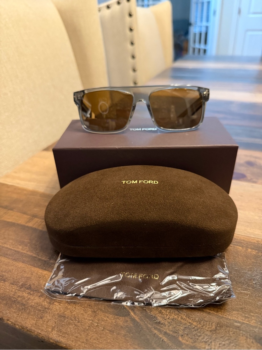 Tom Ford Philippe-02 TF999 Men’s Rectangular Sunglasses Gray/Brown Tinted +2